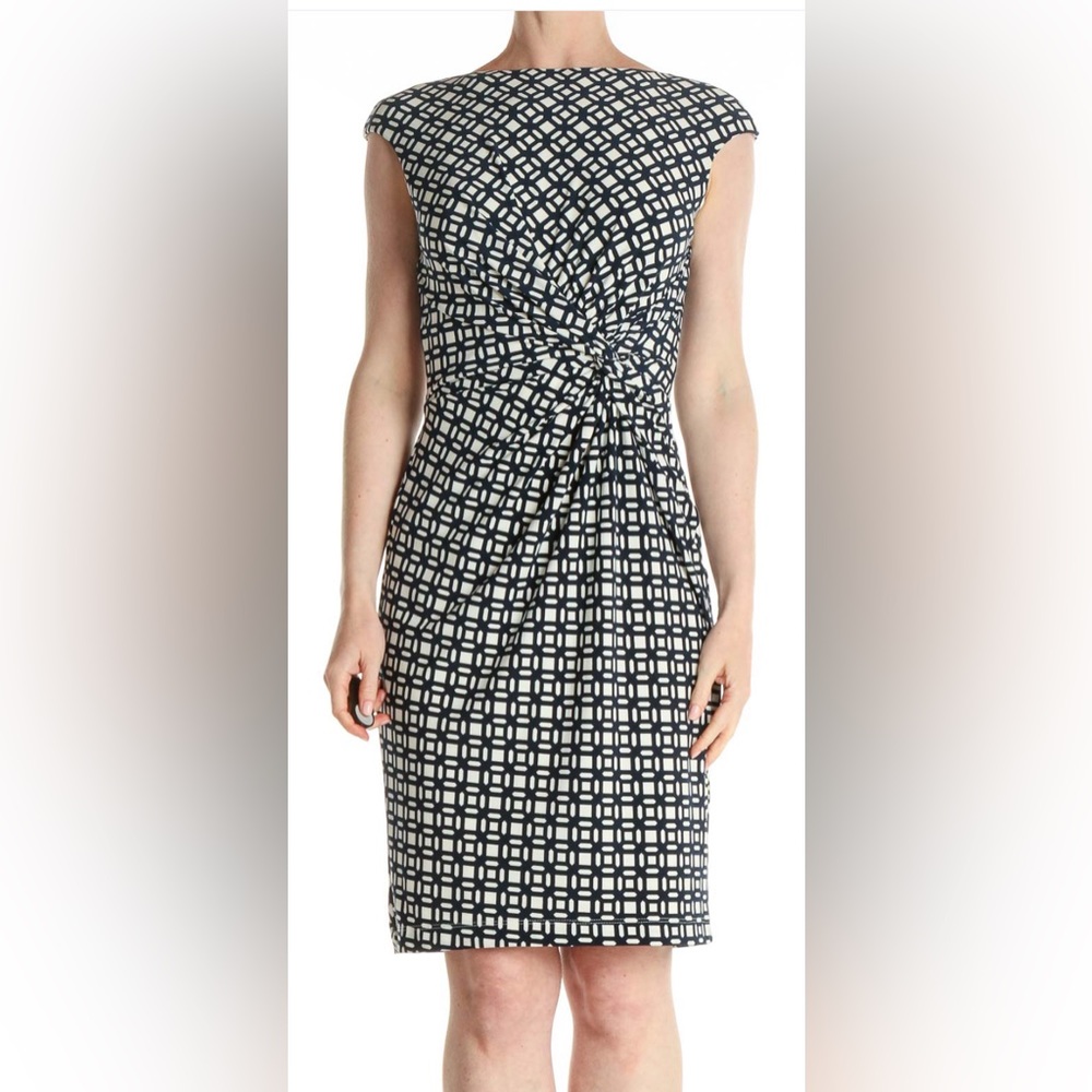 Ralph Lauren navy blue and white geometric design dress. Like new! Size 4P